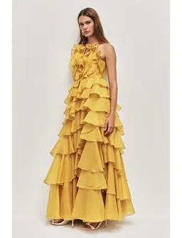 Aje Cleo Gown Chartreuse Size 10 for rent on The Volte - image 1