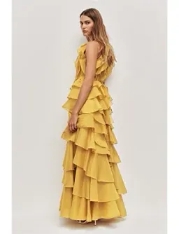 Aje Cleo Gown Chartreuse Size 12 for rent on The Volte - image 5