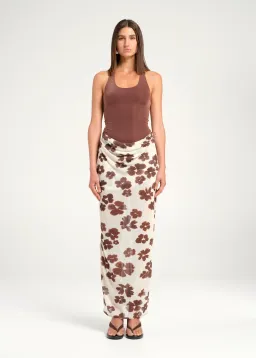 Benni Piper Maxi Dress Coco Blossom Brown Size 6 for rent on The Volte - image 1