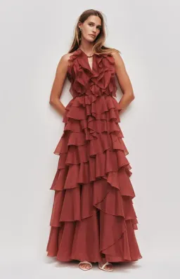 Aje Cleo Gown in Rust Size 12 for rent on The Volte - image 1