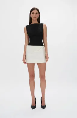 Rachel Gilbert Rikki Foldover Stretch-crepe Mini Dress In Black & white AU 12 for rent on The Volte - image 5