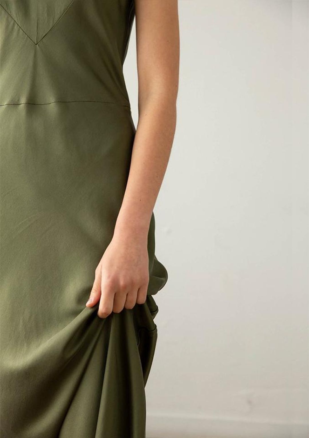 Marle Garbo Slip Dress Khaki Size 12 for rent on The Volte - main image