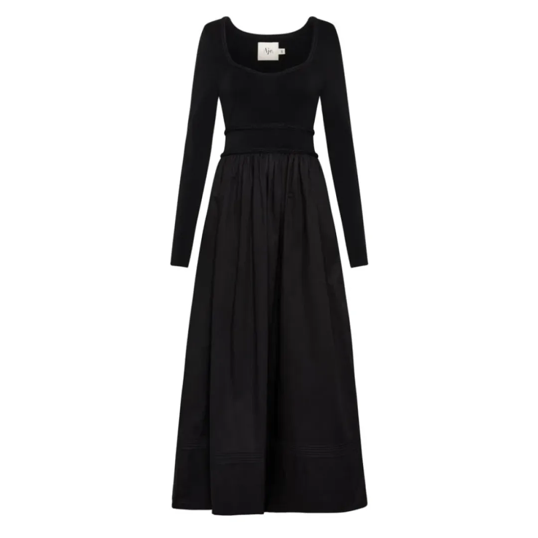Aje Audrey Black Knit Midi Dress XL for rent on The Volte - main image