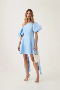 AJE ARISTA TULIP SLEEVE MINI DRESS POWDER BLUE SIZE 8 for rent on The Volte - image 1