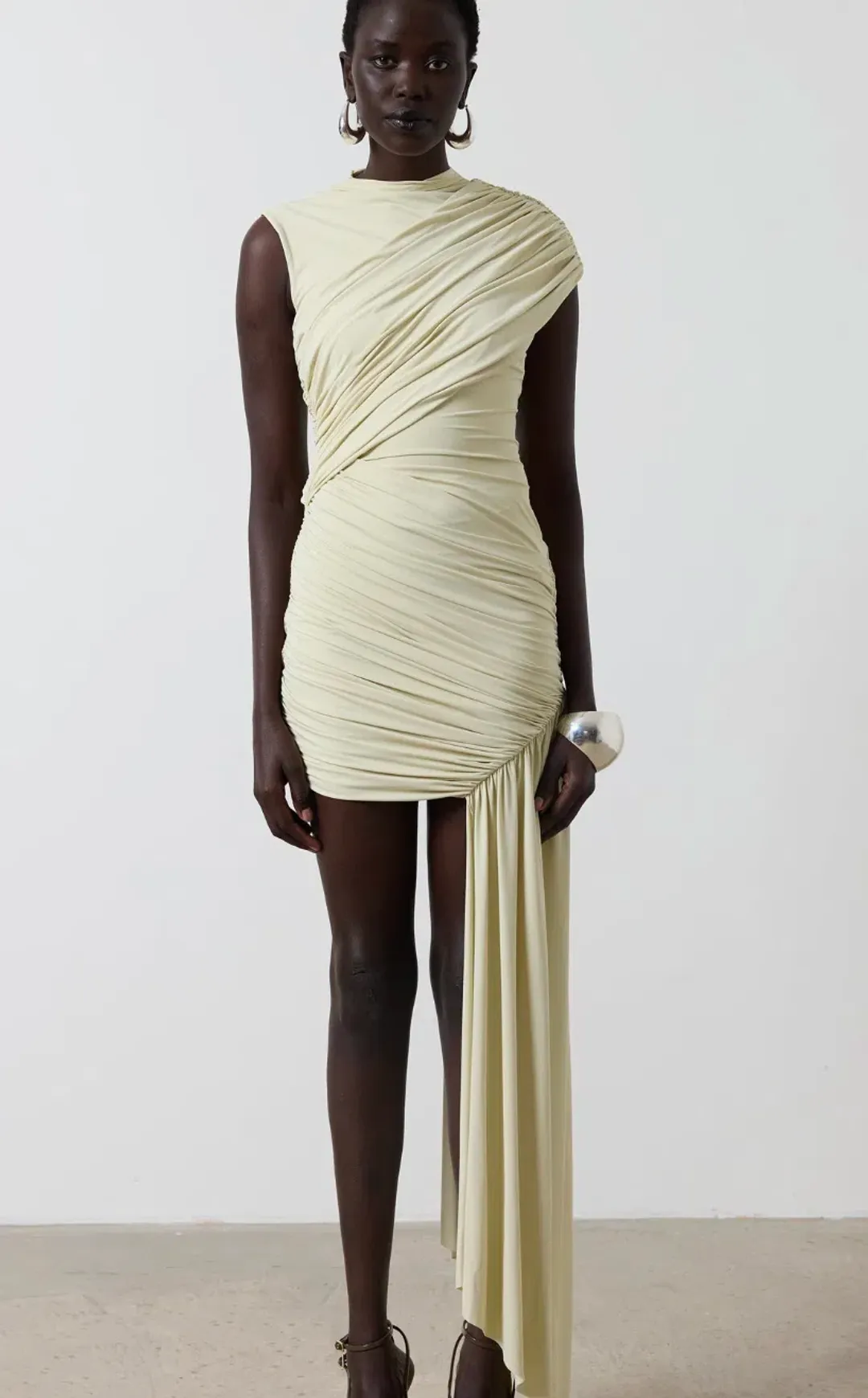 DE LA VALI RAVENNA MINI DRESS IN BUTTERCREAM SPANDEX JERSEY AU 6 for rent on The Volte - main image