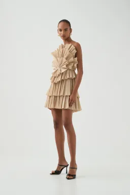Aje Kyra Mini Dress in Gold Size 8  for rent on The Volte - image 1