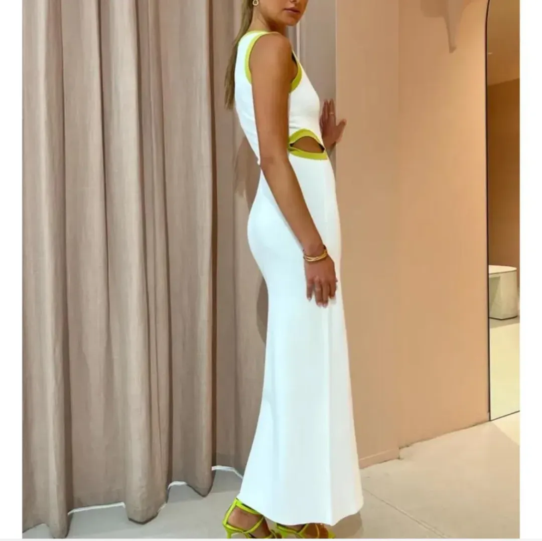 SIR the Label Evalina Cut Out Maxi Dress in Citrus Size 1/8  for rent on The Volte - main image