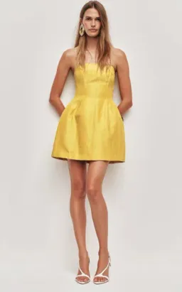 Aje Baret Strapless Mini Dress in Chartreuse Size 12 for rent on The Volte - image 1