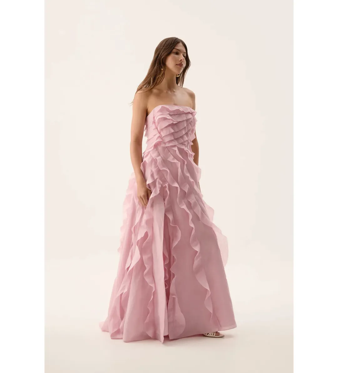 Aje Allairie Strapless Gown in Chalk Pink Size AU10 for rent on The Volte - main image