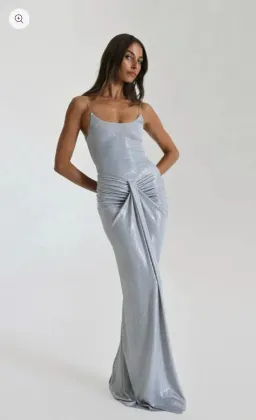 Natalie Rolt Allora Gown in Silver size s for rent on The Volte - image 3