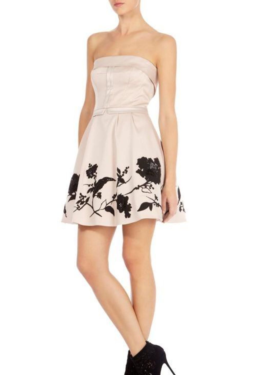 Karen Millen Strapless Placed Flower Mini Dress Size 12  for rent on The Volte - main image