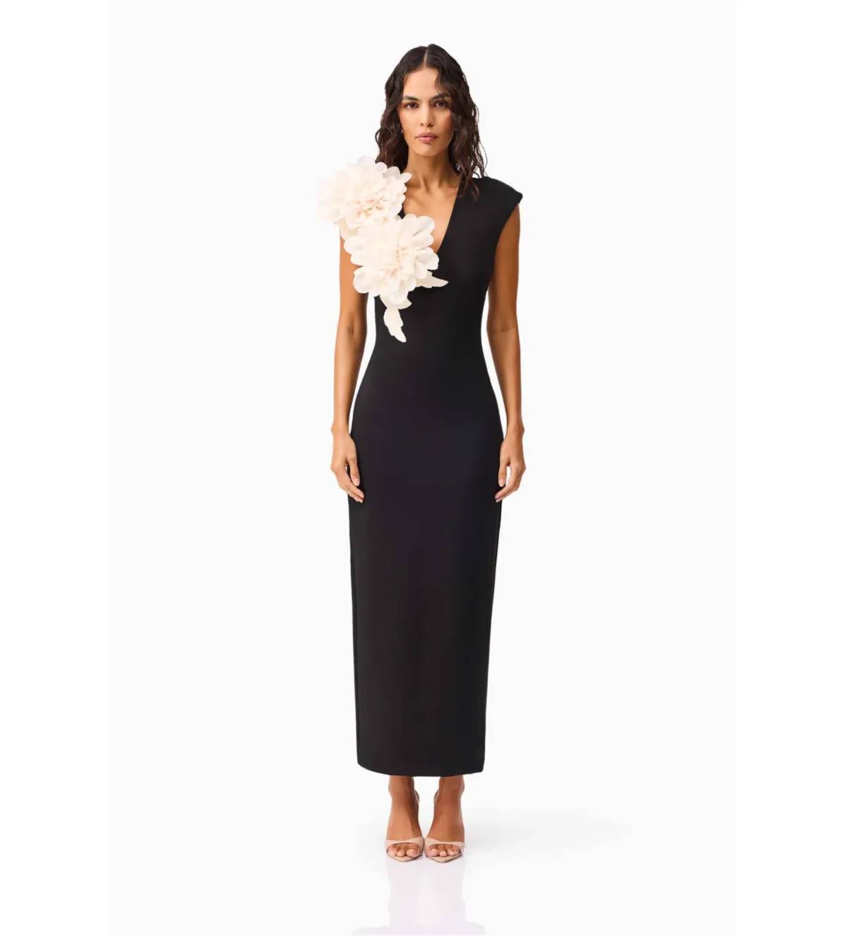 Elliatt Zahara V-Neck Gown in Black Size XS/AU 6  for rent on The Volte - main image