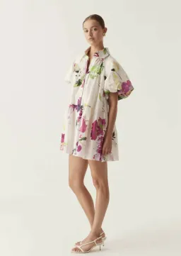 Aje Pablo Smock Mini Puff Sleeve Dress Wild Hydrangea Size 16 for rent on The Volte - image 3