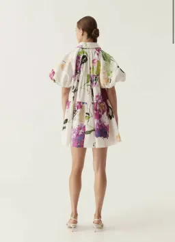 Aje Pablo Smock Mini Puff Sleeve Dress Wild Hydrangea Size 16 for rent on The Volte - image 4