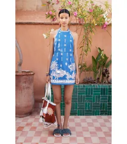 Alemais Acacia Mini Dress Blue Print Size 10 for rent on The Volte - image 1