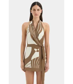 Sir the Label Almara Wrap Halter Mini Dress Brown Espresso Size 8 for rent on The Volte - image 3