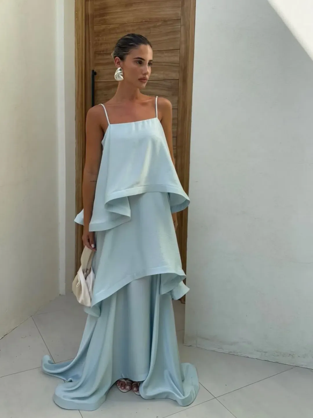 Elliatt Tilly Tiered Maxi Dress size L / 12 Blue  for rent on The Volte - main image