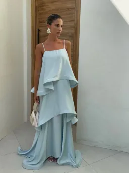 Elliatt Tilly Tiered Maxi Dress size L / 12 Blue  for rent on The Volte - image 1