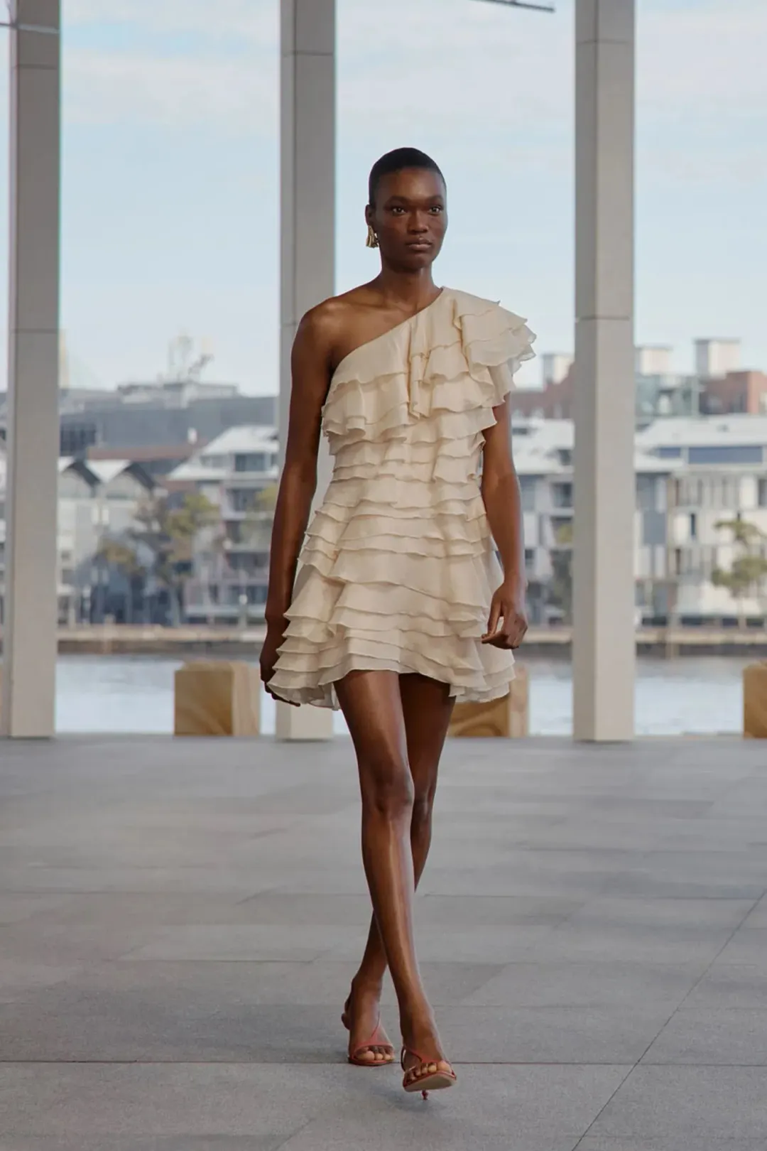 Aje Rosaline Mini Dress Size 12 Coconut Cream for rent on The Volte - main image