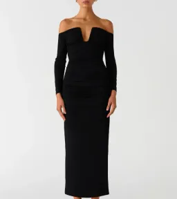 Misha Raelynn Matte Slinky Midi Dress Black Size 10/M for rent on The Volte - image 1