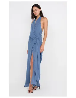 Bec & Bridge Soneva Wrap Halter Wrap Dress Maxi Steel Blue Size 8 AU for rent on The Volte - image 2