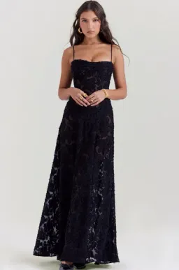 House Of Cb Seren Floral Sheer Lace Back Maxi Dress Black Size Xs / Au 6 for rent on The Volte - image 3