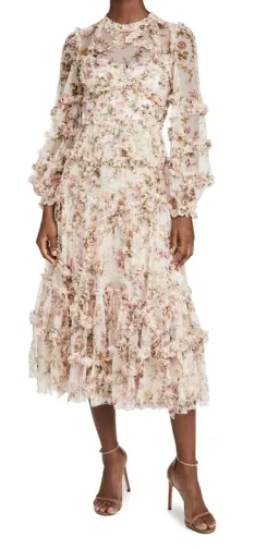 Needle and thread Garland flora ruffled midi dress. Size 16-18au for rent on The Volte - image 1