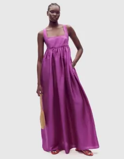 OROTON Strappy Open Back Poplin Maxi Sundress in Magenta Size 10 for rent on The Volte - image 3
