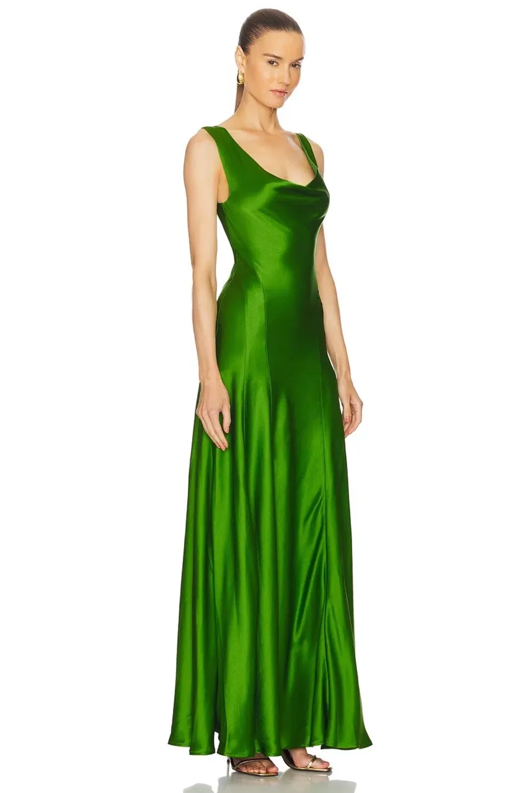 ANNA QUAN Keira Draped Maxi Dress Gown in Green Fern 10 for rent on The Volte - main image