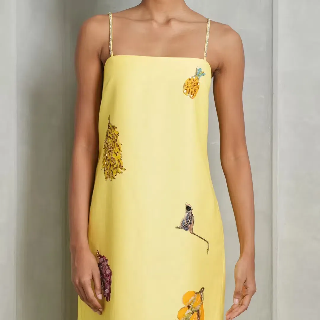 ALEMAIS Diamond Dancer Midi Dress Yellow 10 for rent on The Volte - main image