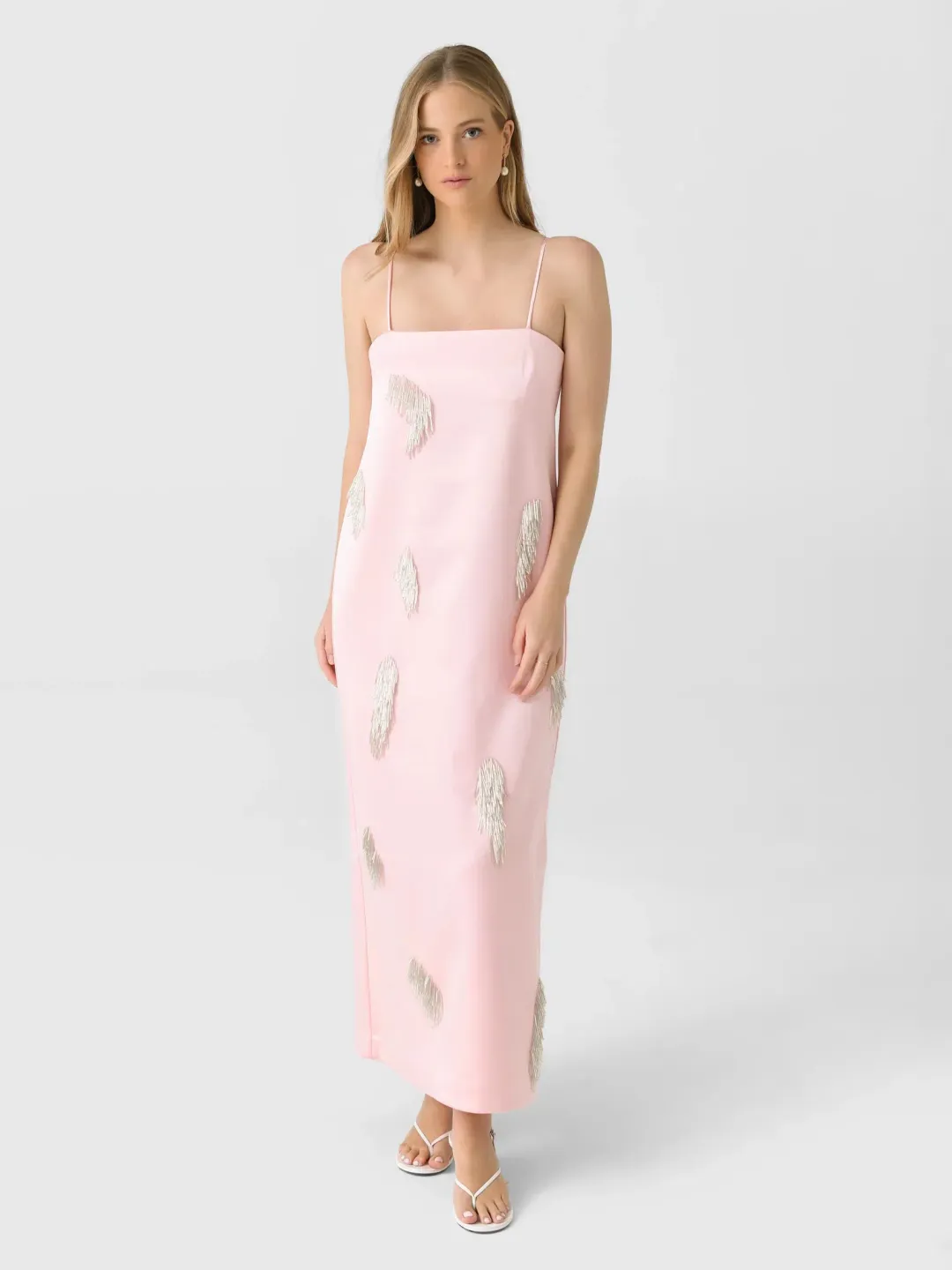 ALEMAIS Cindy Embellished Slip Dress Pink 8  for rent on The Volte - main image