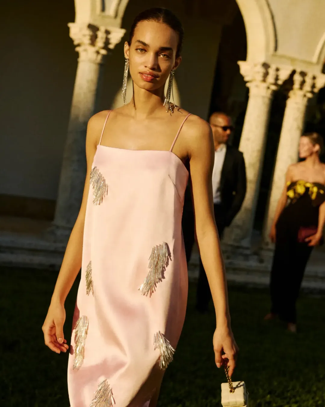 ALEMAIS Cindy Embellished Slip Dress Pink 8  for rent on The Volte - main image