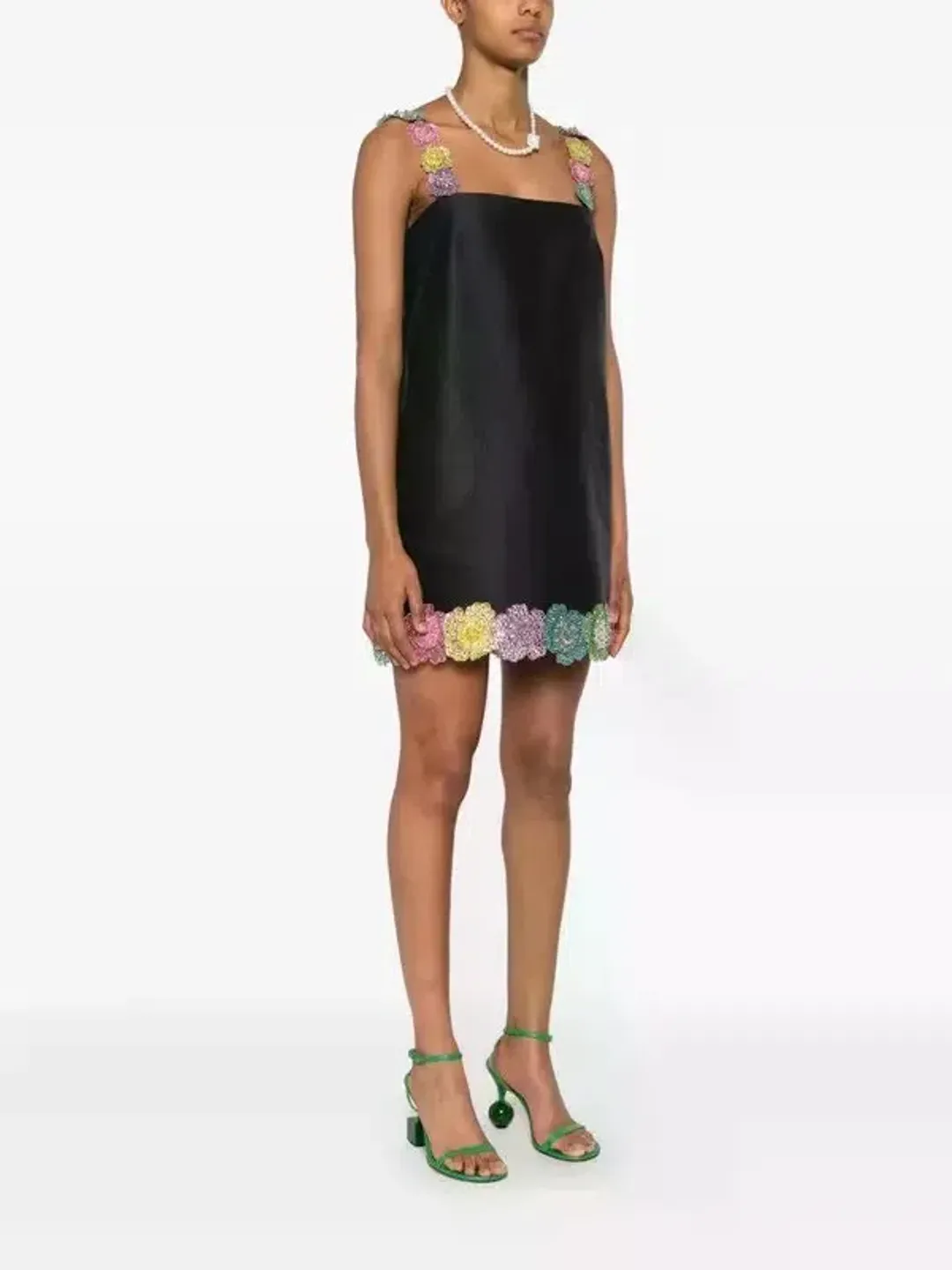 ALEMAIS Lolita Floral Beaded Mini Dress Black 10 AU for rent on The Volte - main image