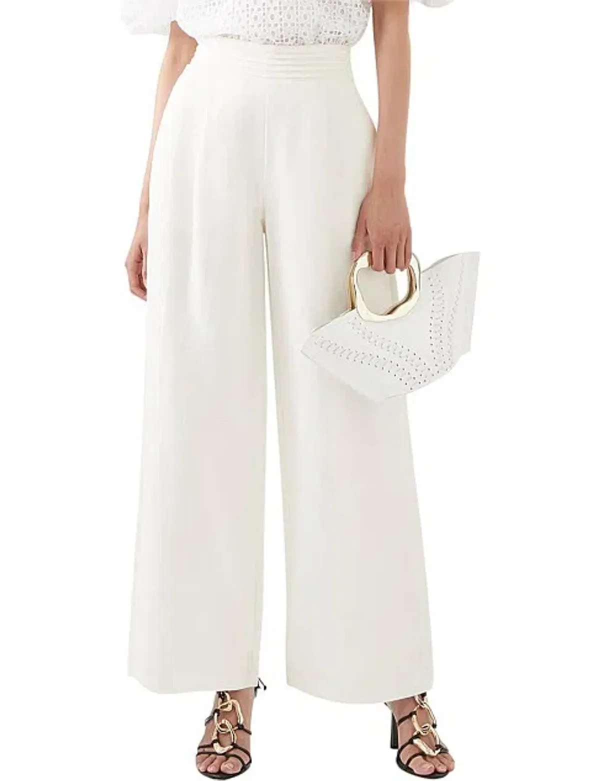Aje Tate Linen Bland Wide Leg Pant white size 10 for rent on The Volte - main image