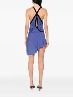 Christopher Esber V-neck Suspended Jersey Fluted Mini Dress Blue Iris Size 6 for rent on The Volte - image 2