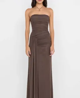 BEC & BRIDGE IDA STRAPLESS MAXI GOWN IN CHOCOLATE BROWN SIZE AU 6 for rent on The Volte - image 1