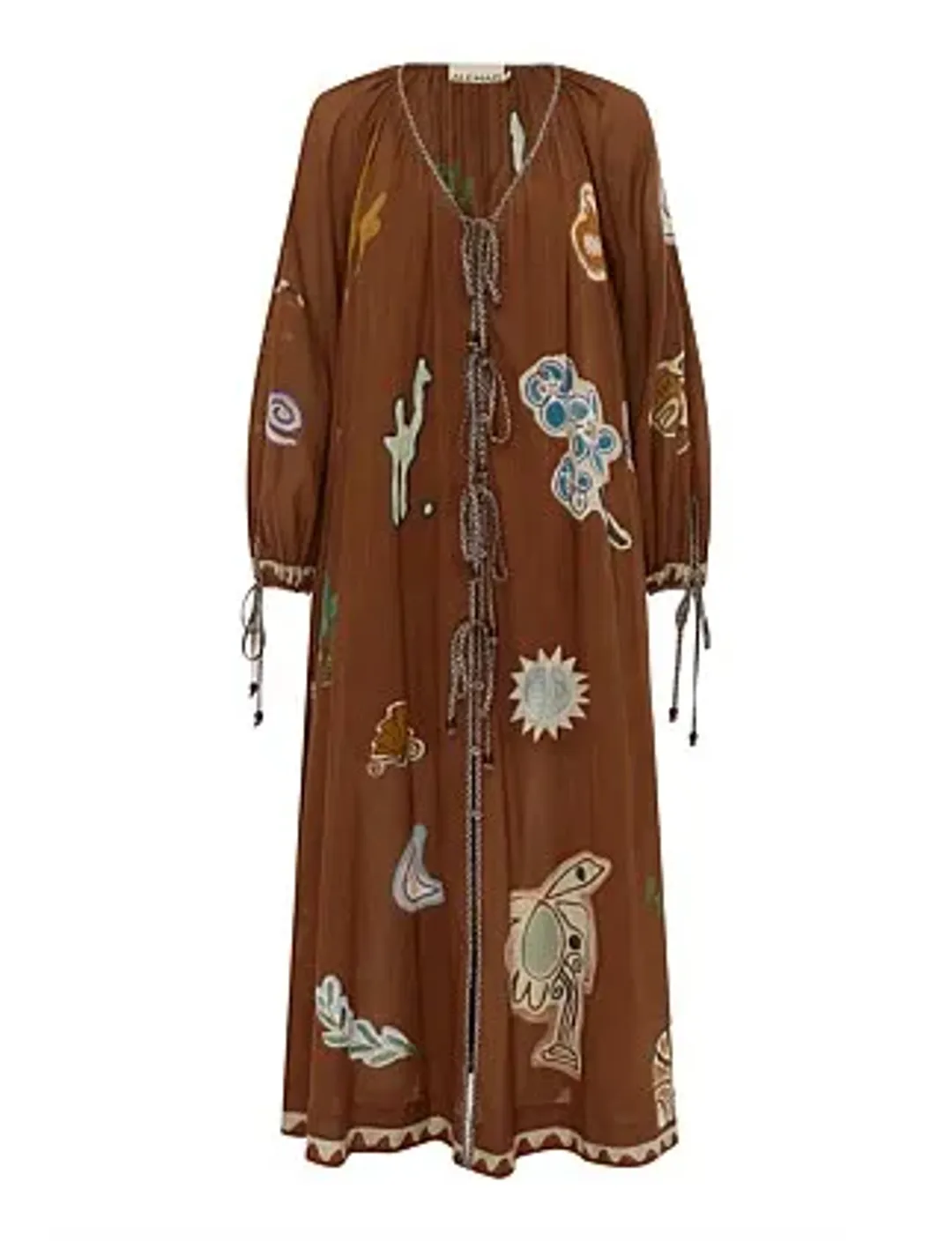Alemais LAURENCE TIE FRONT SHIRTDRESS Brown Size 14 for rent on The Volte - main image