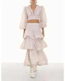 Zimmermann Rhythmic Ruffle Bodice And Tiered Midi Skirt Set Size 2 AUS 12 for rent on The Volte - image 2