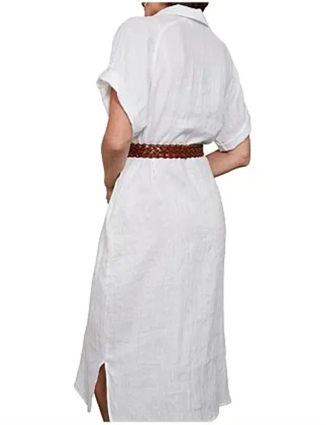 Eb And Ive Short Tab Sleeve Linen Studio Shirt Dress Salt Size S for rent on The Volte - main image