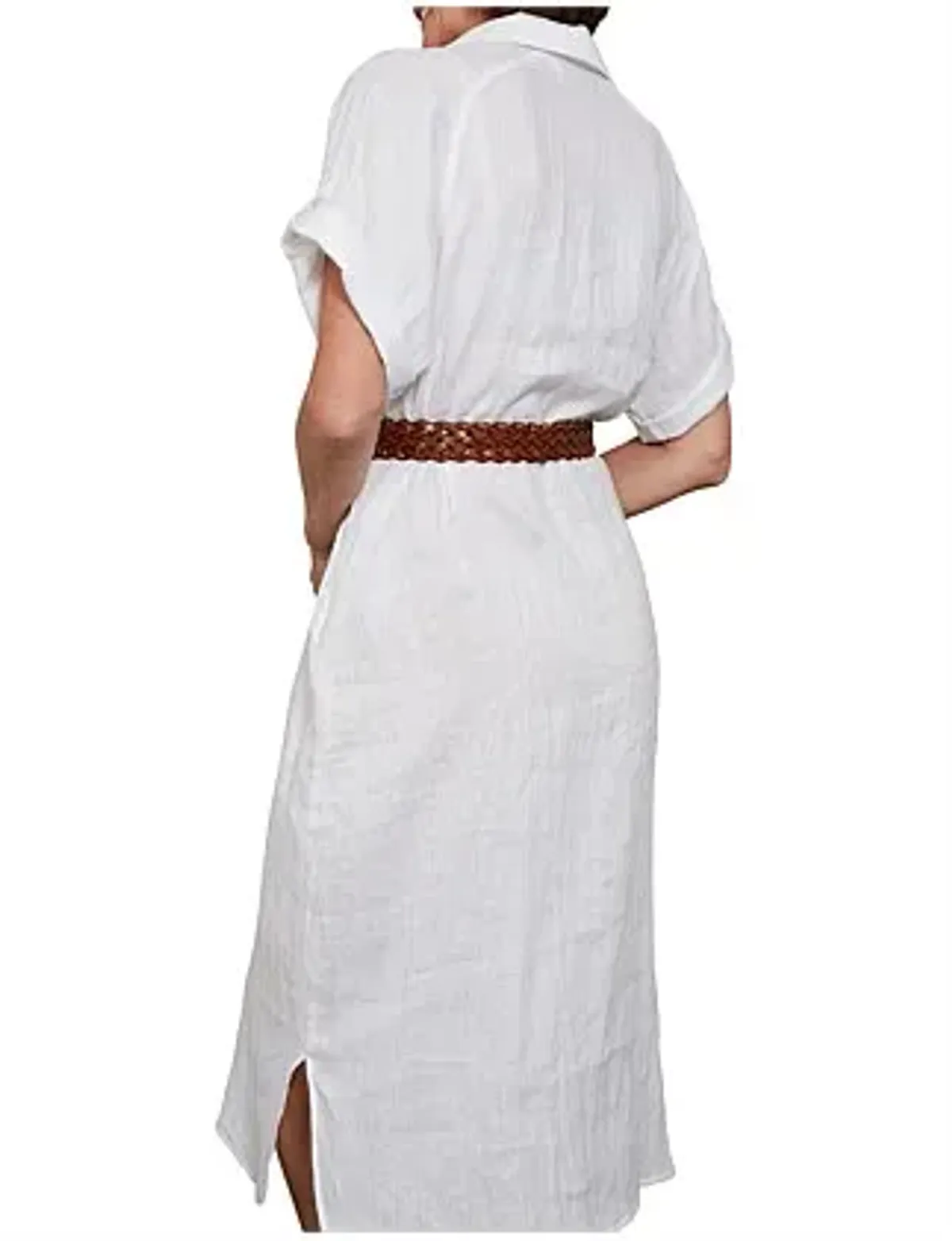 Eb And Ive Short Tab Sleeve Linen Studio Shirt Dress Salt Size S for rent on The Volte - main image