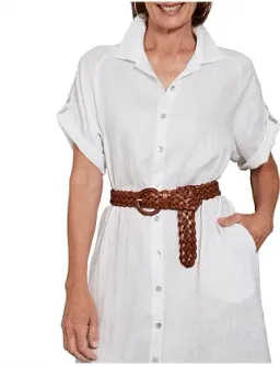 Eb And Ive Short Tab Sleeve Linen Studio Shirt Dress Salt Size S for rent on The Volte - image 5