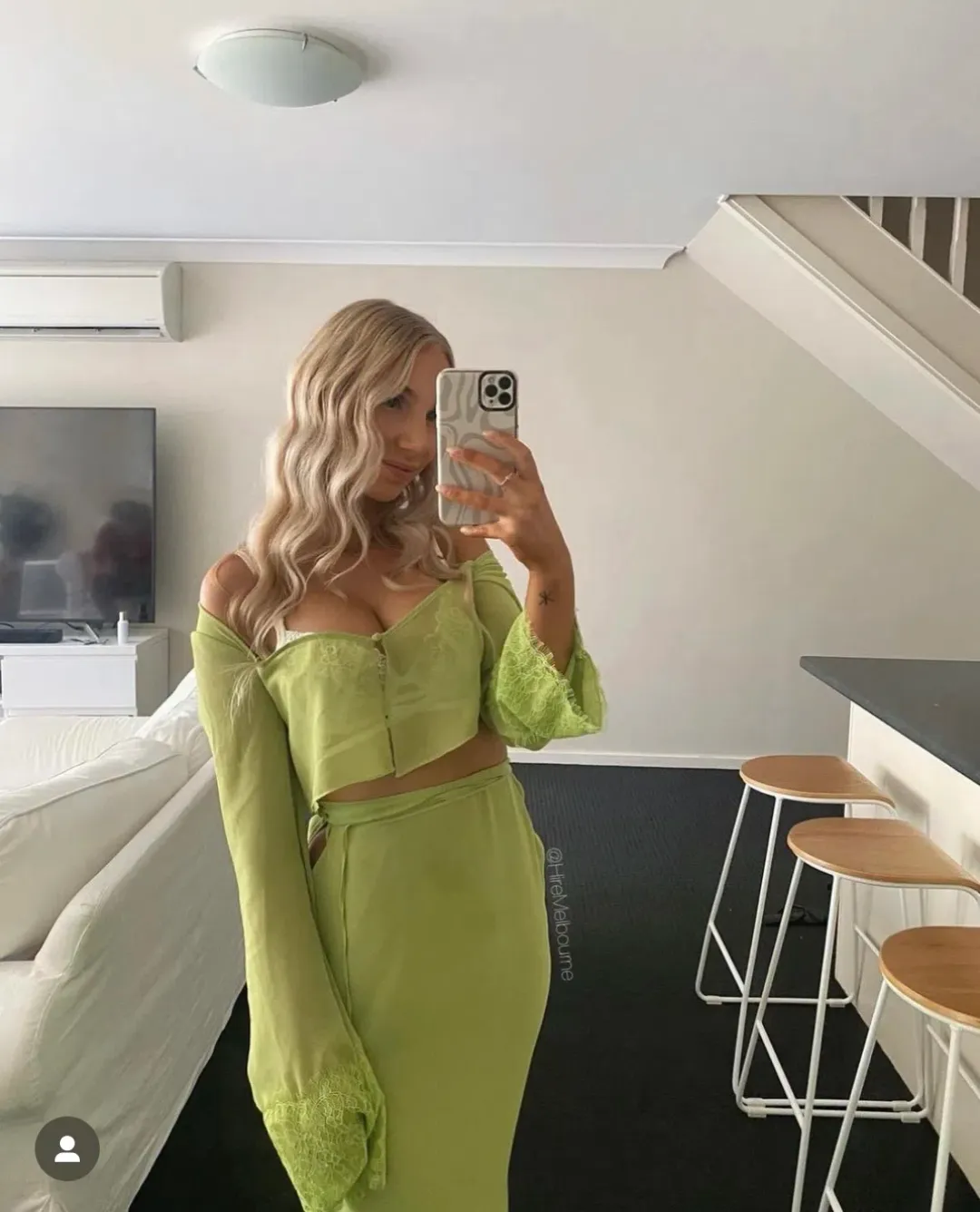 House of CB Tara Top and Madeline Skirt in Green for rent on The Volte - main image