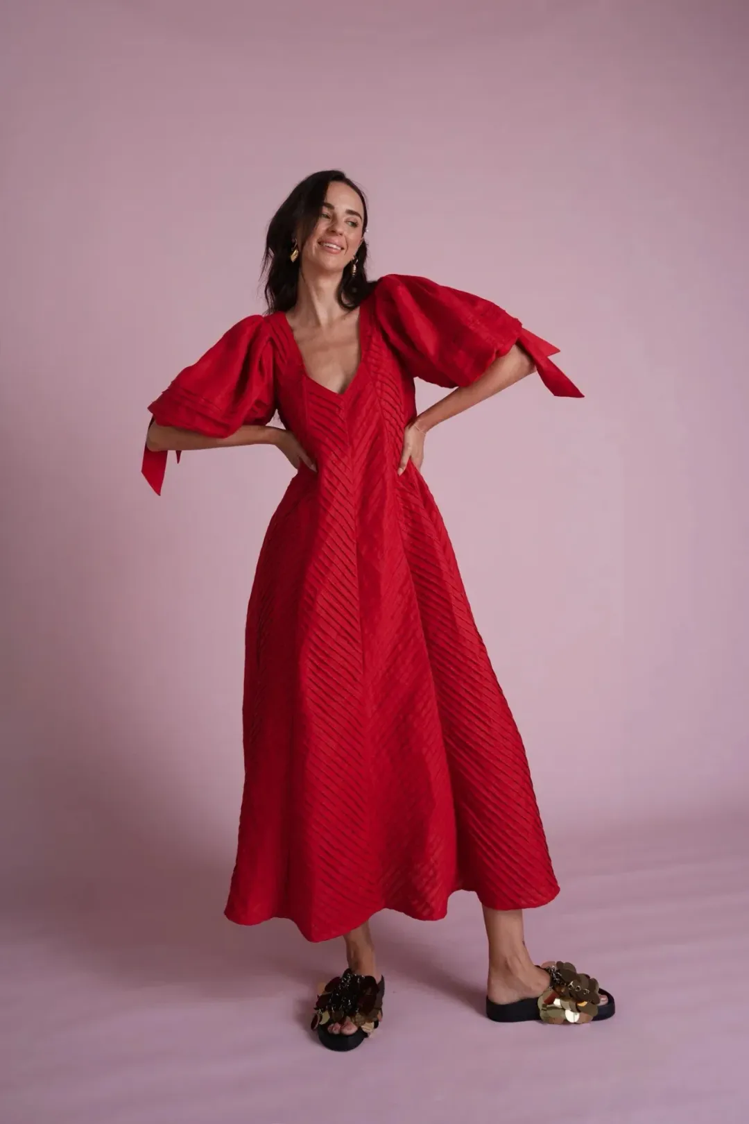 Odet Cherie Chevron muma rouge midi SIZE XXL  for rent on The Volte - main image