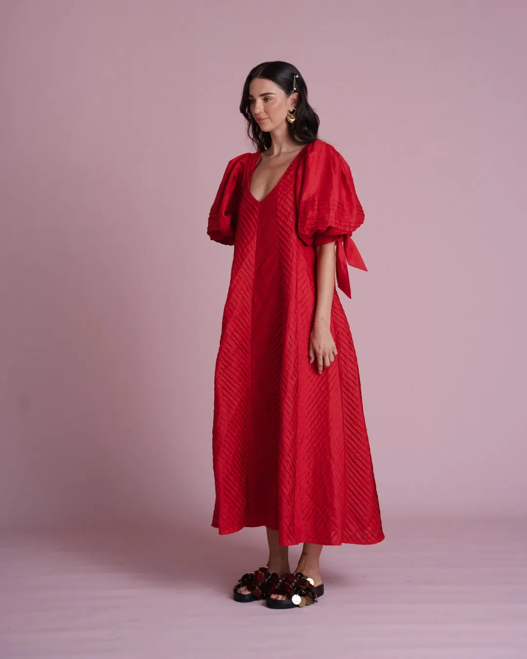 Odet Cherie Chevron muma rouge midi SIZE XXL  for rent on The Volte - main image