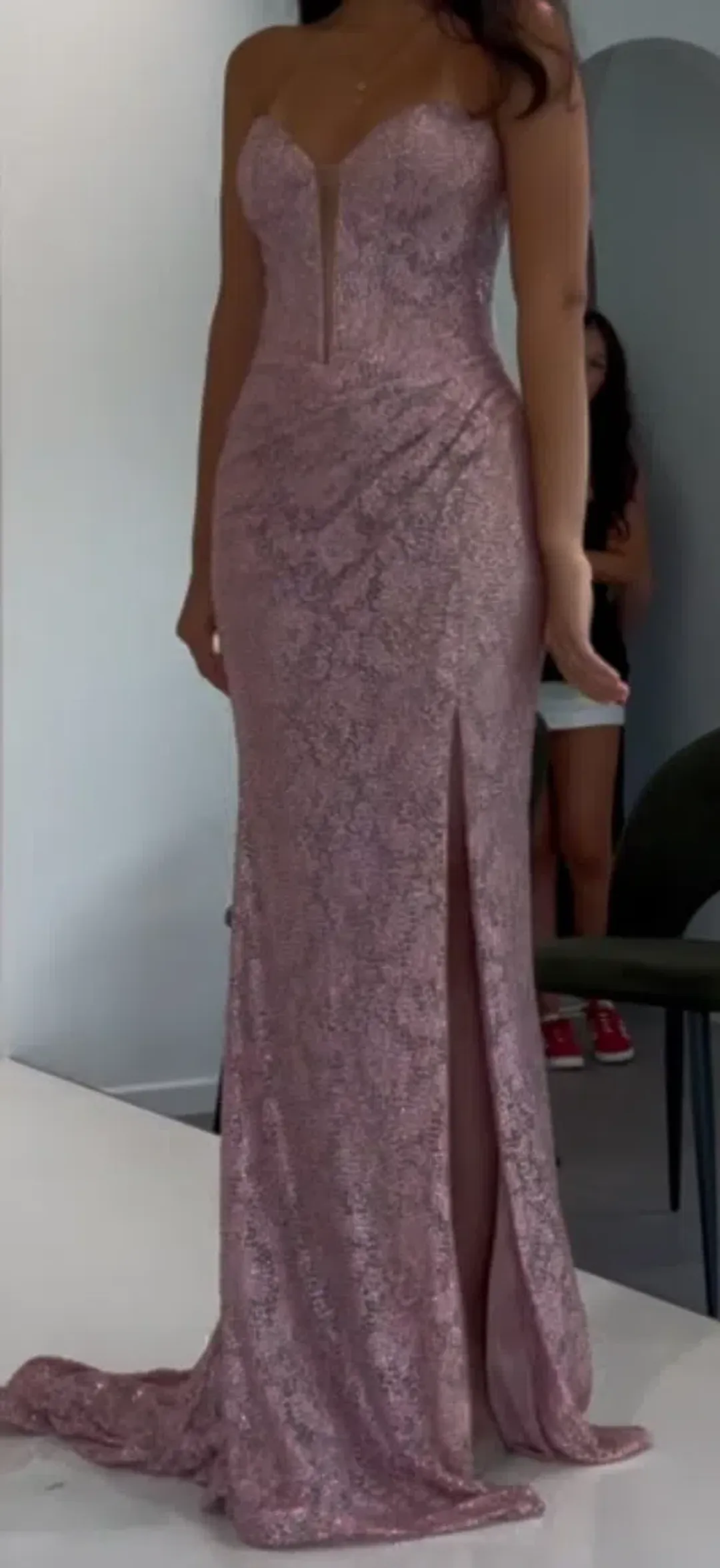 Sherri hill blush pink sequin rhinestone formal dress size 00 for rent on The Volte - main image