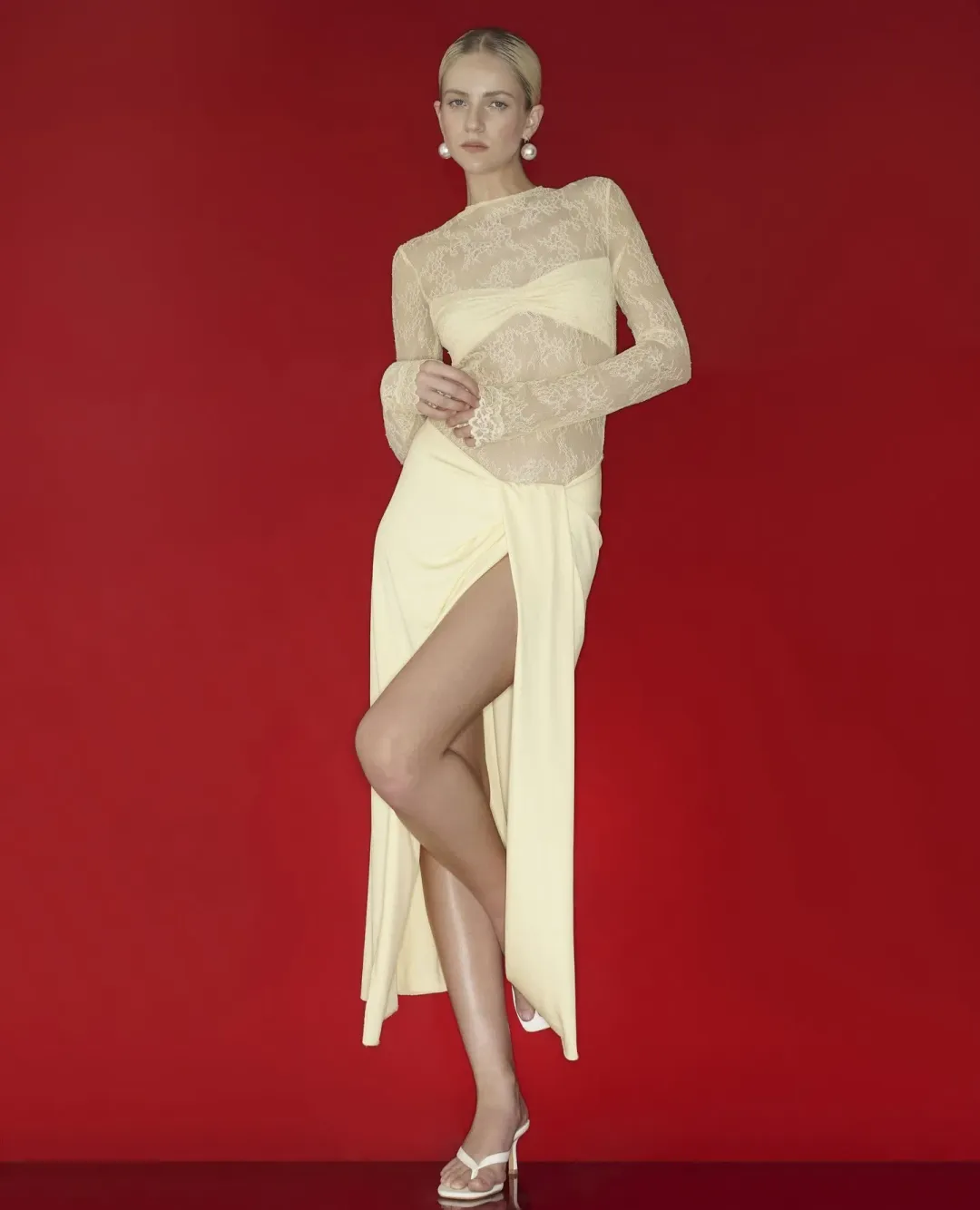 Benni Colton Midi Dress in Butter Yellow Size 6 for rent on The Volte - main image