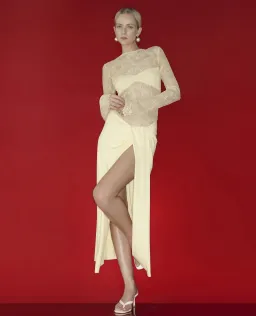 Benni Colton Midi Dress in Butter Yellow Size 6 for rent on The Volte - image 3