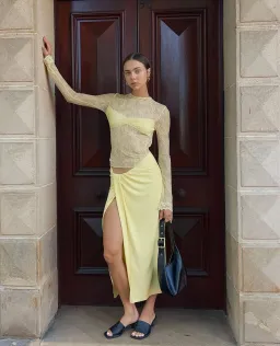 Benni Colton Midi Dress in Butter Yellow Size 6 for rent on The Volte - image 2