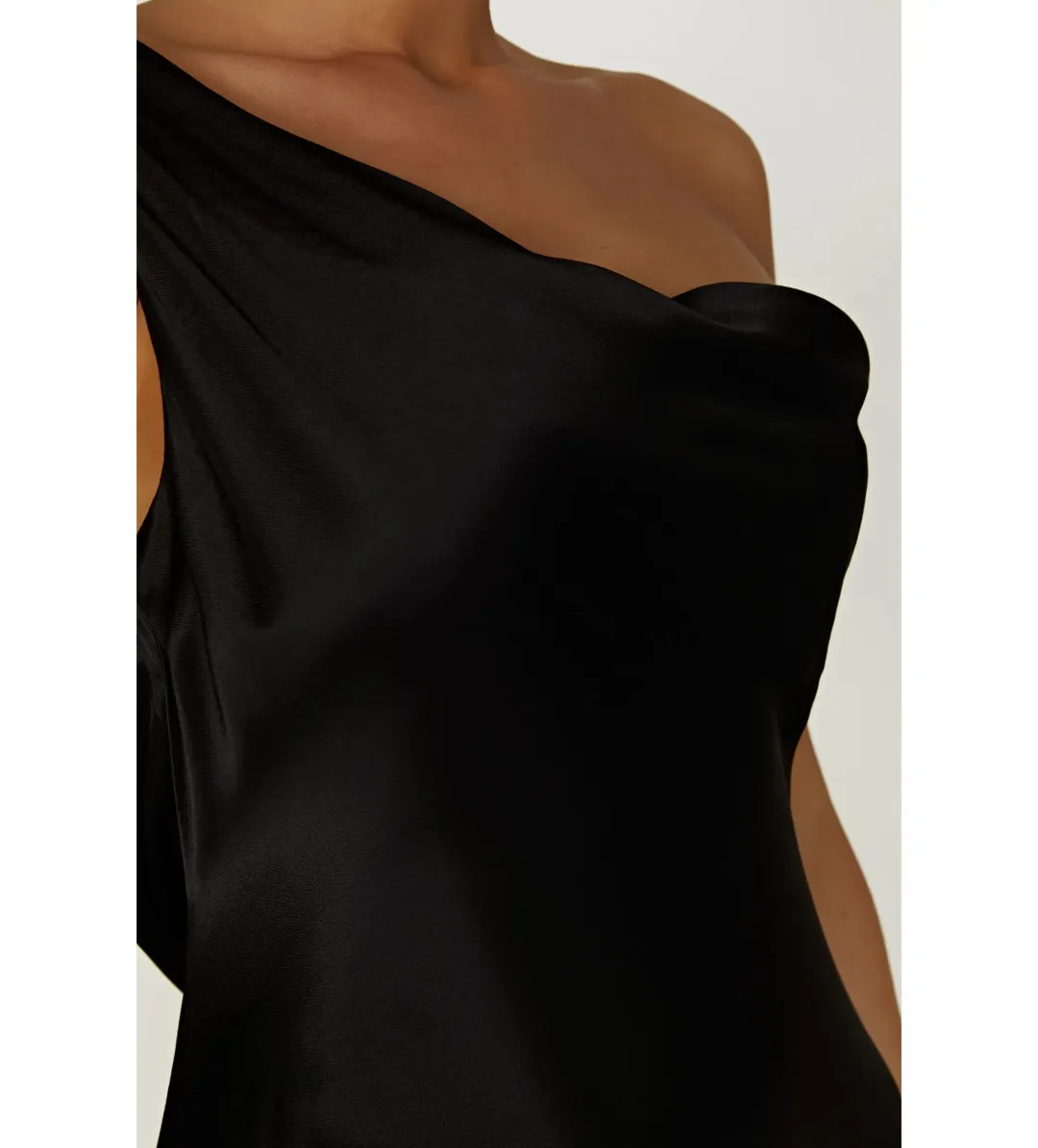 Meshki Yvette Slip Maxi Dress with Asymmetrical Hem Black Size S AU 8 for rent on The Volte - main image