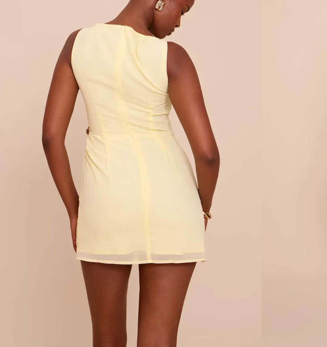 LEMON CHIFFON TRIM DETAIL MINI DRESS - 6 for rent on The Volte - main image